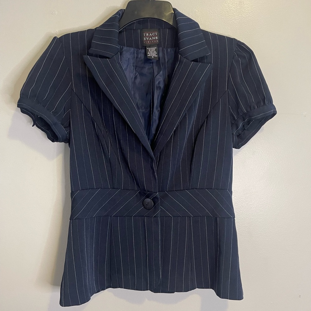 Blazer Size5 One Button Puff Short Sleeve Lined